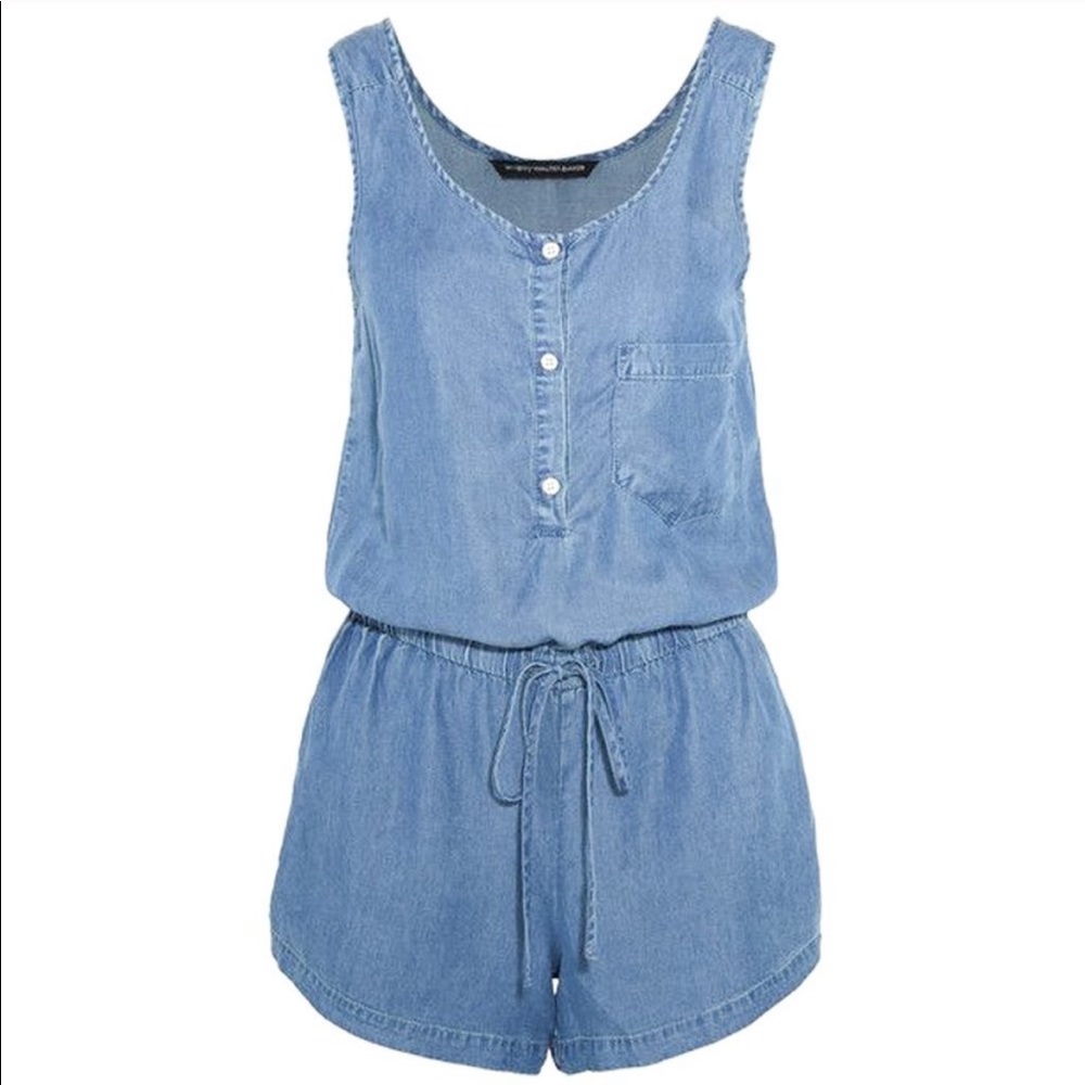 W118 by Walter Baker-Blue Jessie Chambray Playsuit
